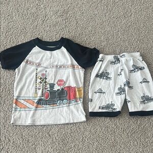 Kids Train Pajama Set - Black and Gray
